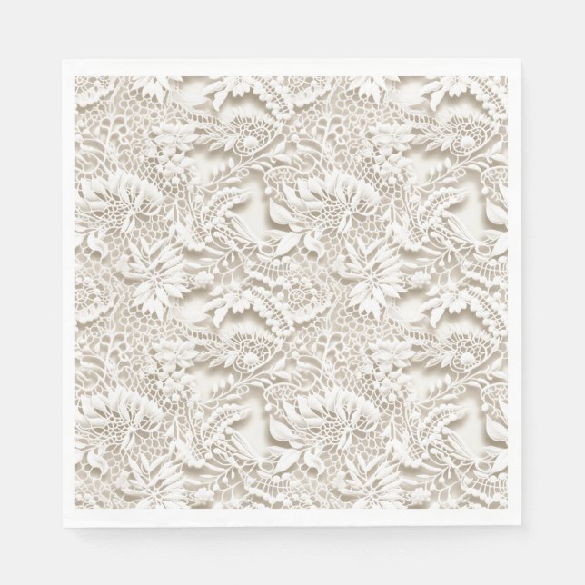 Vintage Wedding Floral White Lace Napkin (Front)