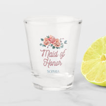 Vintage Wedding Flowers Maid of Honour Shot Glass