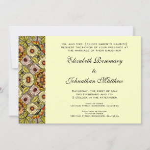 Vintage Wedding, Garden Flowers Floral Butterflies Invitation