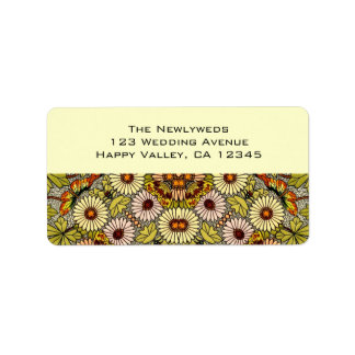 Vintage Wedding, Garden Flowers Floral Butterflies Label