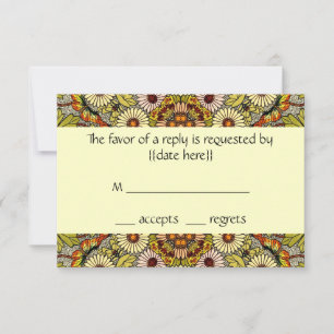Vintage Wedding, Garden Flowers Floral Butterflies RSVP Card