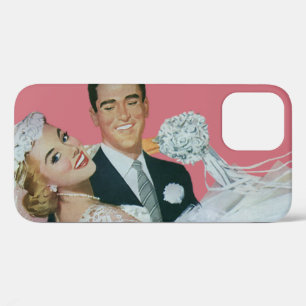 Vintage Wedding, Groom Carrying Bride, Newlyweds iPhone 12 Case
