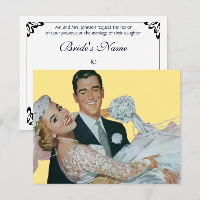 Vintage Wedding, Happy Newlyweds Invitation (Front/Back)