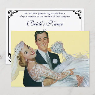 Vintage Wedding, Happy Newlyweds Invitation