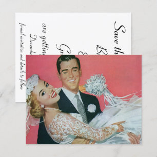 Vintage Wedding Happy Newlyweds, Save the Date! Date