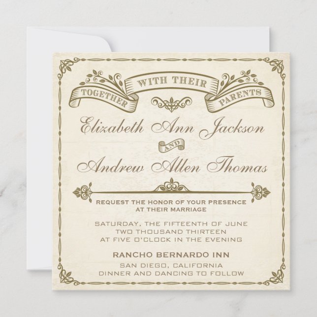 Vintage Wedding Invitation (Front)