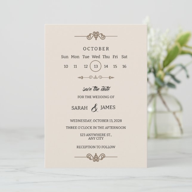 Vintage Wedding Invitation (Standing Front)