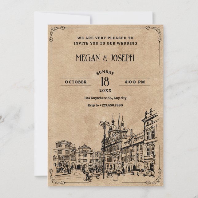 Vintage wedding  invitation (Front)