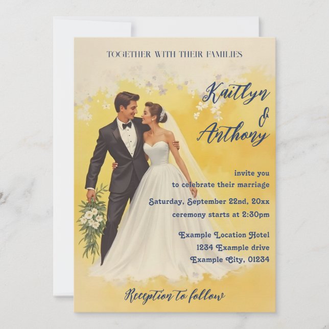 Vintage Wedding Invitation Belle éPoque Style (Front)
