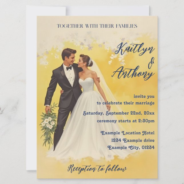 Vintage Wedding Invitation Belle éPoque Style (Front)