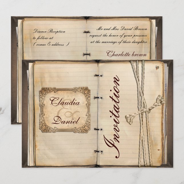 Vintage wedding Invitation cards (Front/Back)