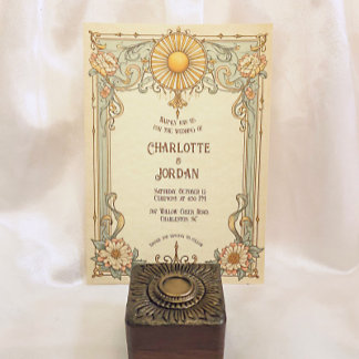 Vintage Wedding Invitation Floral Art Nouveau