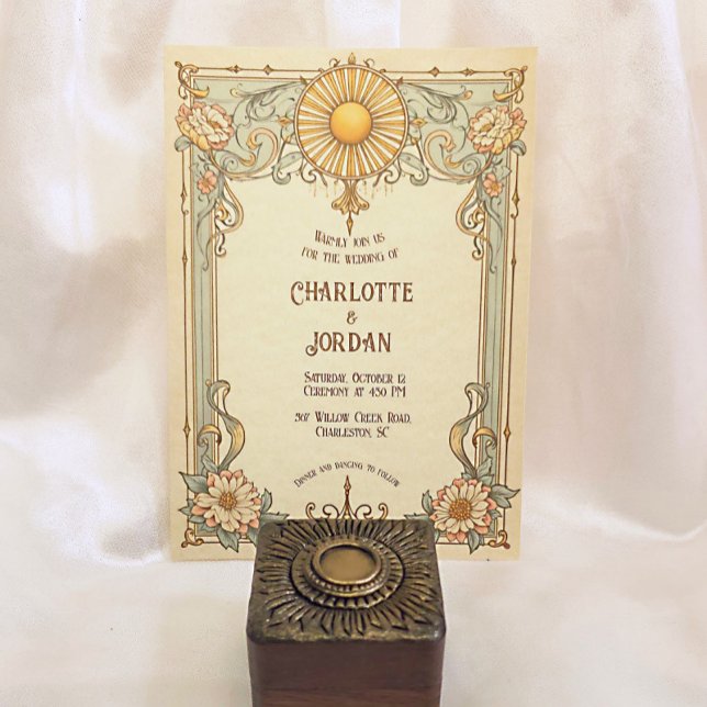 Vintage Wedding Invitation Floral Art Nouveau (Creator Uploaded)