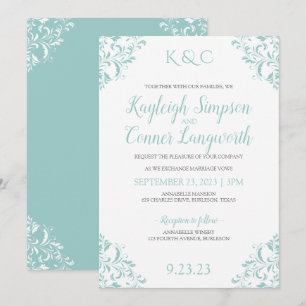 Vintage Wedding Invitations Light Turquoise-Teal