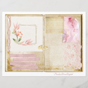 Vintage Wedding Junk Journal Scrapbook Page 17 &18