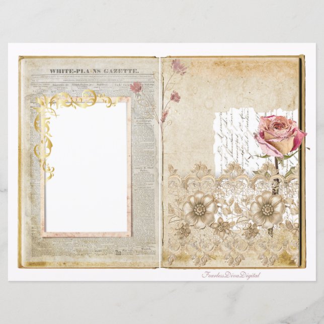 Vintage Wedding Junk Journal Scrapbook Page 1 & 2 (Front)