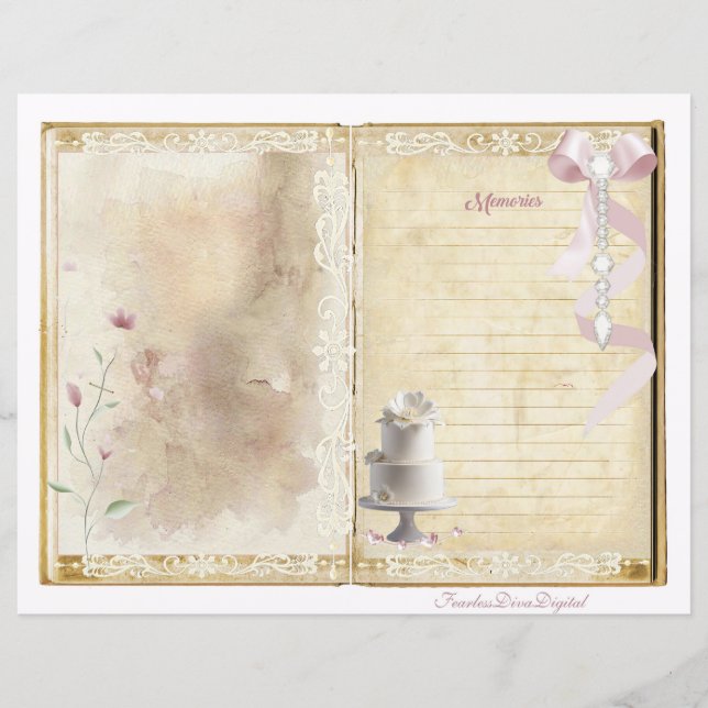 Vintage Wedding Junk Journal Scrapbook Page 9 & 10 (Front)