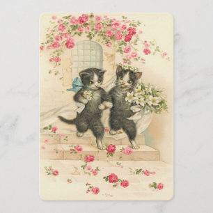 Vintage Wedding Kittens Invitation