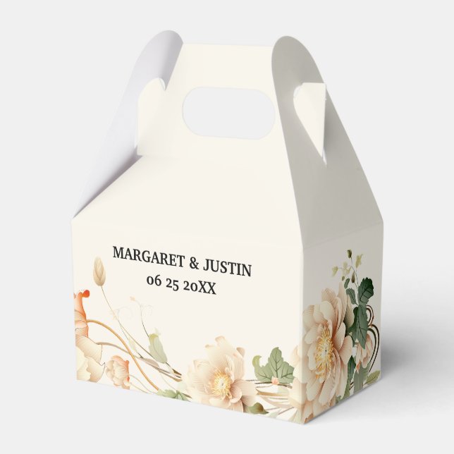 Vintage Wedding Lotus Flower Favour Box (Front Side)
