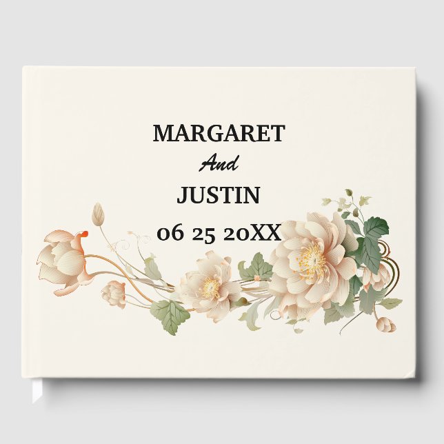 Vintage Wedding Lotus Flower Guest Book (Front)