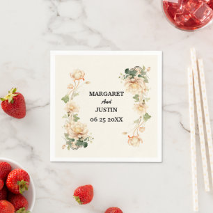 Vintage Wedding Lotus Flower Napkin