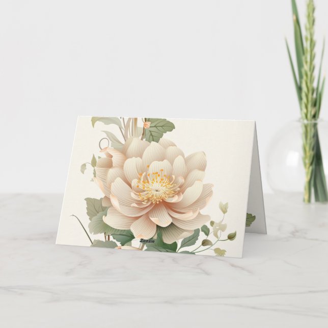 Vintage Wedding Lotus Flower Thank You Card (Back)