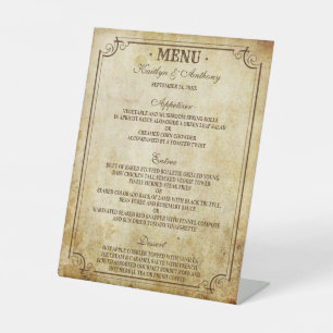 Vintage Wedding Menu Pedestal Sign