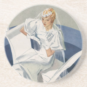 Vintage Wedding, Mid Century Modern Art Deco Bride Coaster