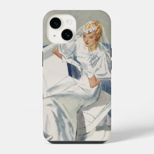 Vintage Wedding, Mid Century Modern Art Deco Bride iPhone 14 Case