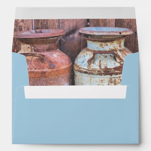 Vintage Wedding Milk Cans Rustic Antique Monogram  Envelope