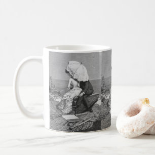 Vintage Wedding, Newlyweds by the Beach Coffee Mug