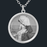 Vintage Wedding, Newlyweds by the Beach Silver Plated Necklace<br><div class="desc">Fine art vintage illustration Victorian black and white love and romance image featuring a man and a woman sitting on a rock at the seashore,  the lady is holding a parasol umbrella to protect them from the sun. Artist: Percy Tarrant,  1886.</div>