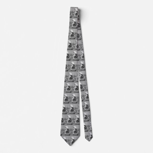 Vintage Wedding, Newlyweds by the Beach Tie (Front)