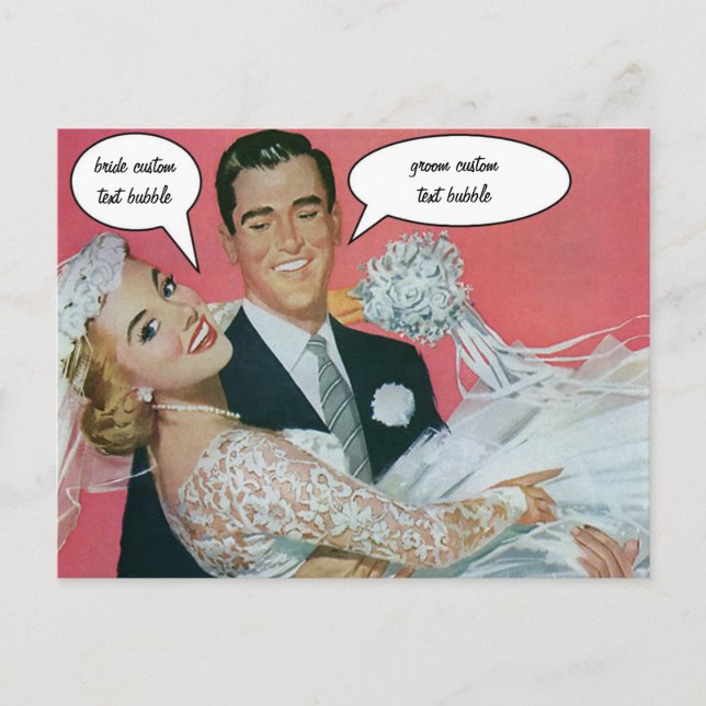 Vintage Wedding Newlyweds, Groom Carrying Bride Postcard (Front)