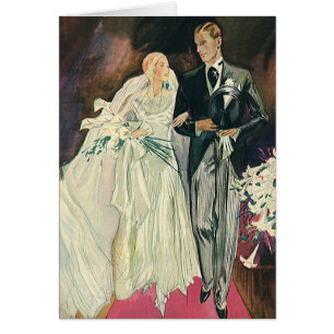 Vintage Wedding Newlyweds, Happy Bride and Goom