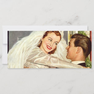 Vintage Wedding Newlyweds, Happy Bride and Groom