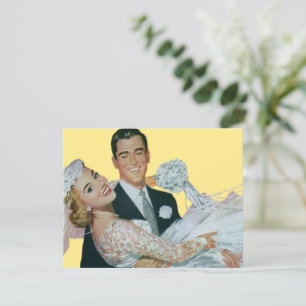 Vintage Wedding Newlyweds, Happy Bride and Groom Announcement
