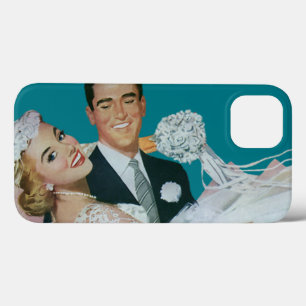Vintage Wedding Newlyweds, Happy Bride and Groom iPhone 13 Case
