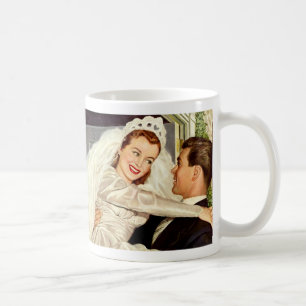 Vintage Wedding Newlyweds, Happy Bride and Groom Coffee Mug