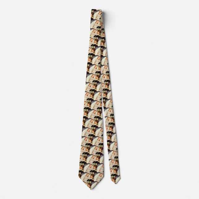 Vintage Wedding Newlyweds, Happy Bride and Groom Tie (Front)
