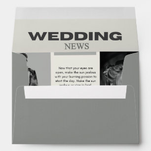 Vintage wedding newspaper  envelope