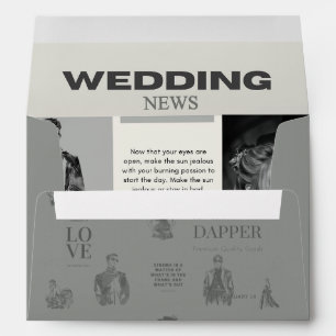 Vintage wedding newspaper  envelope