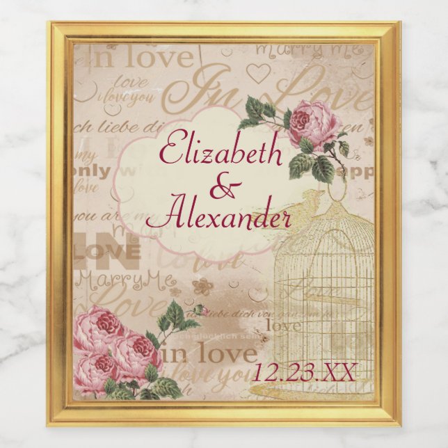 Vintage Wedding Personalised Wine Bottle Label (Single Label)