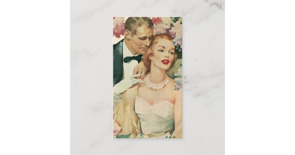 Vintage Wedding Portrait, Retro Bride and Groom Enclosure Card | Zazzle