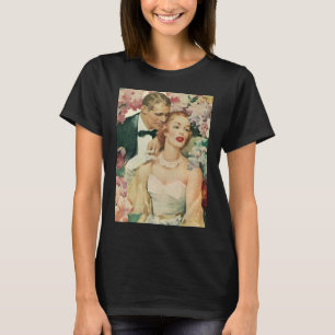 Vintage Wedding Portrait, Retro Bride and Groom T-Shirt