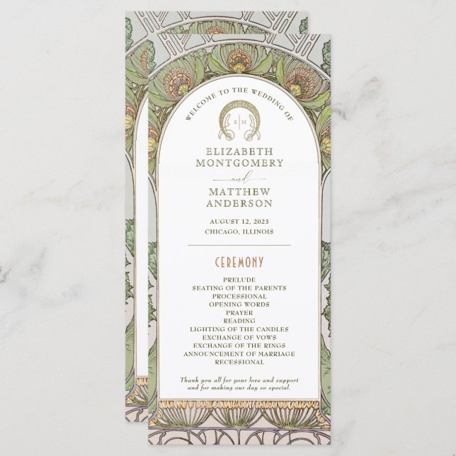 Vintage Wedding Program Art Nouveau by Mucha Programme (Front/Back)