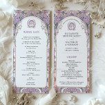 Vintage Wedding Program Ivory, Plum & Gold Programme<br><div class="desc">This elegant wedding program captures the timeless beauty of Art Nouveau with its luxurious floral detailing. Featuring an intricate border of gold and white blossoms with lush green leaves, the design frames the program details in a sophisticated and graceful manner. The front showcases the wedding ceremony timeline, while the back...</div>