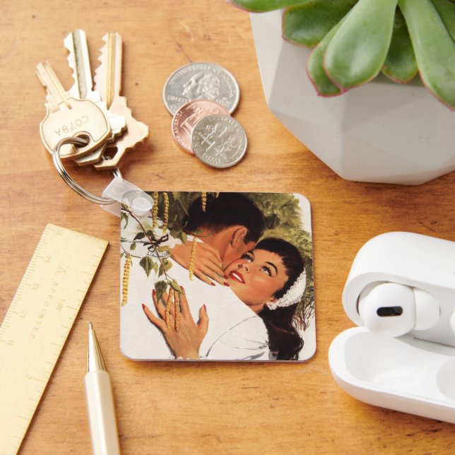 Vintage Wedding Proposal, Love and Romance Key Ring (Desk)