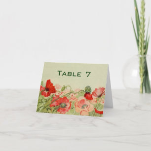 Vintage Wedding, Red Poppy Flowers Floral Meadow Thank You Card