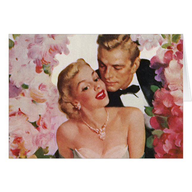 Vintage Wedding, Retro Bride and Groom Newlyweds (Front Horizontal)